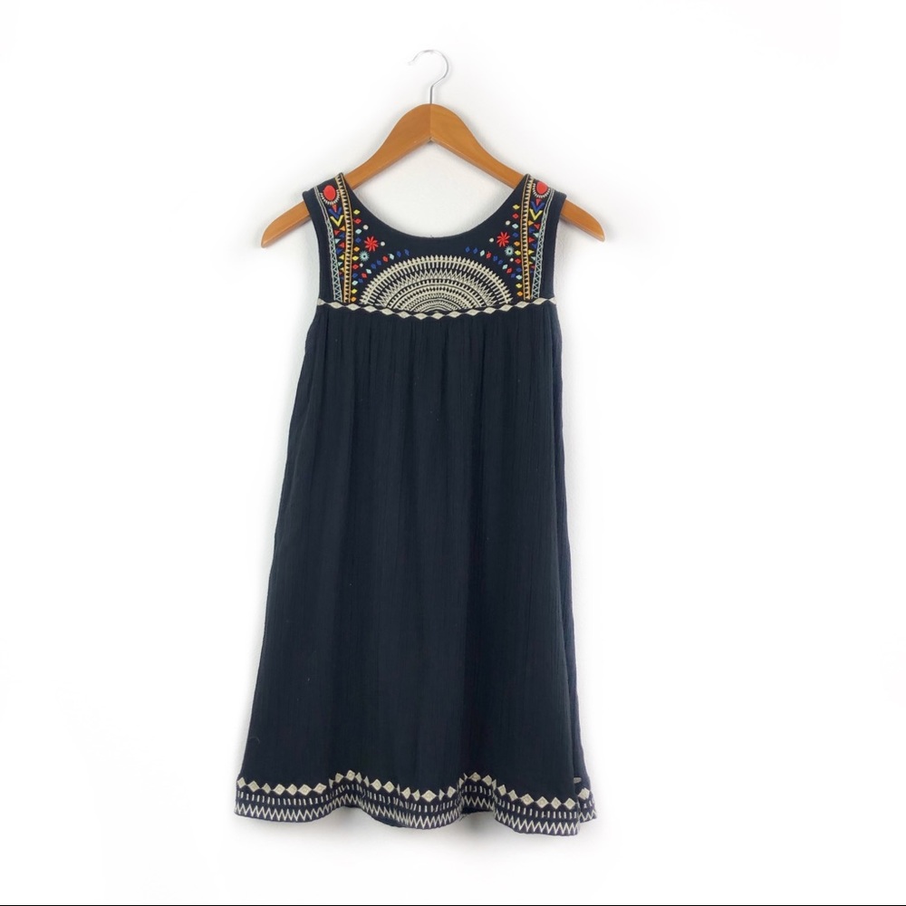 Rip Curl Black Embroidered Dress Medium